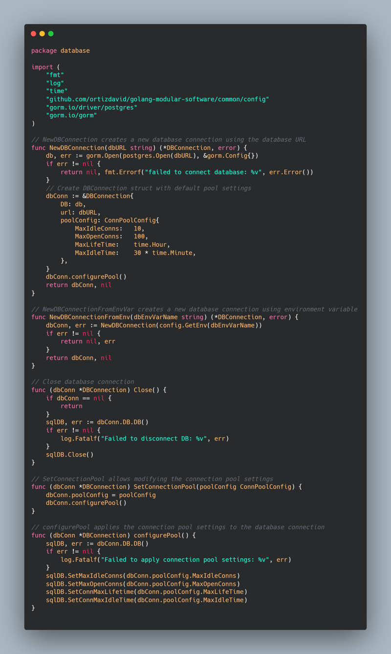Como abstrair a conexão com base de dados em Golang?