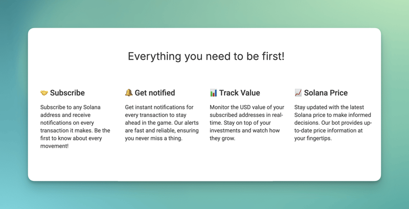 Solana Telegram Bot, Track addresses