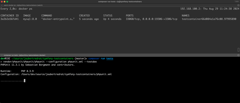 Integration tests on Symfony with Testcontainers
