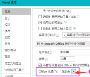 Word怎么设置Office主题 Word设置深灰色Office主题操方法