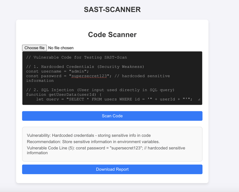 Introducing sastscan A Lightweight SAST npm Package for JavaScript