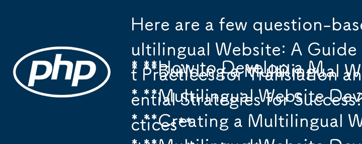 Here are a few question-based titles that capture the essence of your article:

* **How to Develop a Multilingual Website: A Guide to Best Practices**
* **Building a Multilingual Website: What Are the Best Practices for Translation and Localization?**
* *