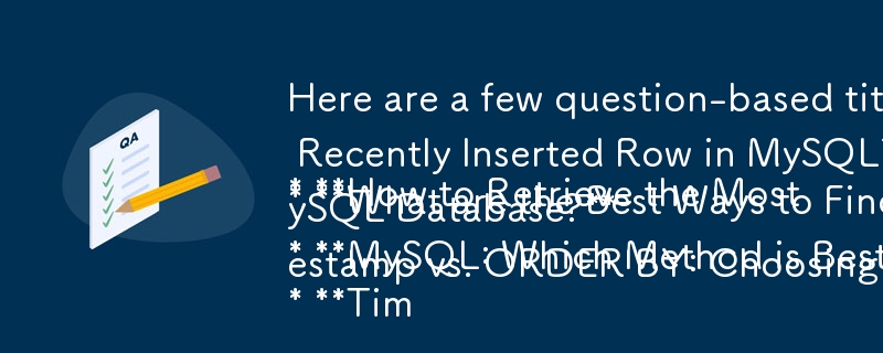 Here are a few question-based titles that fit the article's content:

* **How to Retrieve the Most Recently Inserted Row in MySQL?**
* **What are the Best Ways to Find the Last Inserted Row in a MySQL Database?**
* **MySQL: Which Method is Best for Ident