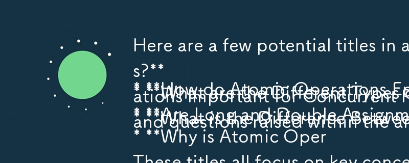 Here are a few potential titles in a question format, based on the content of your article:

* **How do Atomic Operations Ensure Data Integrity in Concurrent Java Applications?** 
* **What are the Different Types of Atomic Operations in Java and How do th