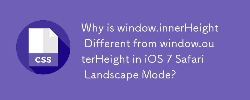 Why is window.innerHeight Different from window.outerHeight in iOS 7 Safari Landscape Mode? 
