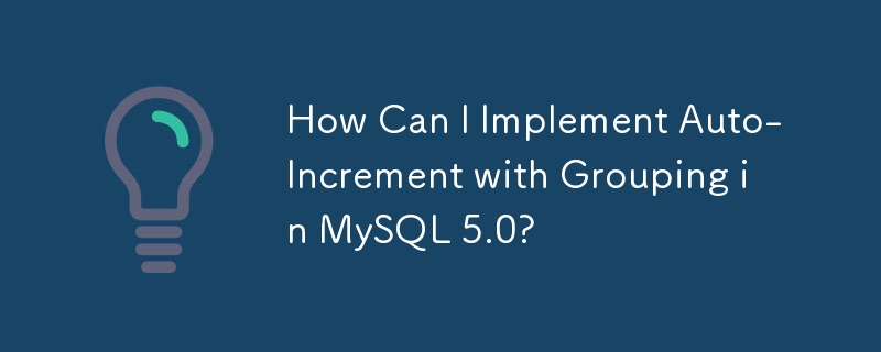 How Can I Implement Auto-Increment with Grouping in MySQL 5.0? 
