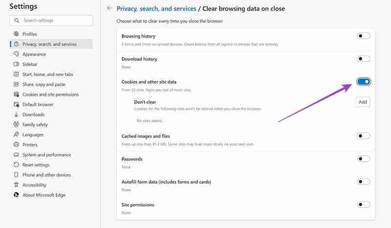 How to Set Microsoft Edge to Automatically Clear Browser Cookies