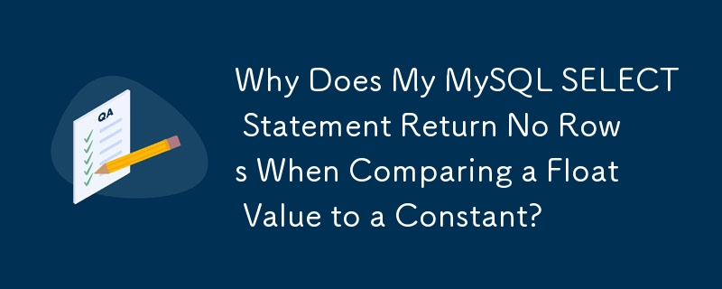 Why Does My MySQL SELECT Statement Return No Rows When Comparing a Float Value to a Constant? 
