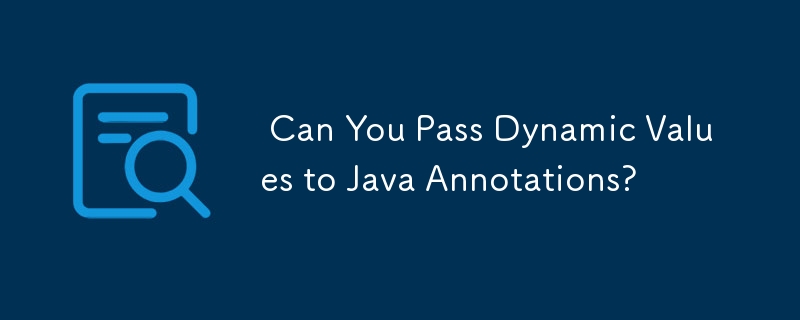  Can You Pass Dynamic Values to Java Annotations? 
