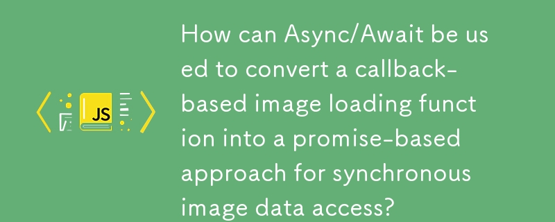 How can Async/Await be used to convert a callback-based image loading function into a promise-based approach for synchronous image data access? 
