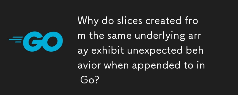 Why do slices created from the same underlying array exhibit unexpected behavior when appended to in Go?