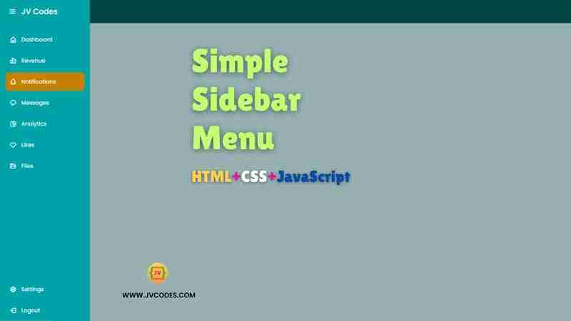 Simple Sidebar Menu in HTML, CSS and JavaScript