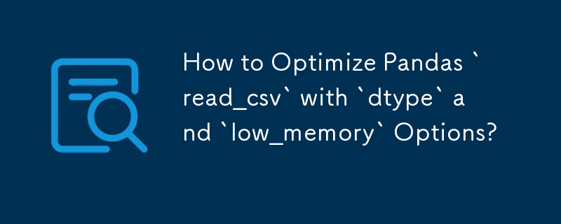 How to Optimize Pandas `read_csv` with `dtype` and `low_memory` Options? 
