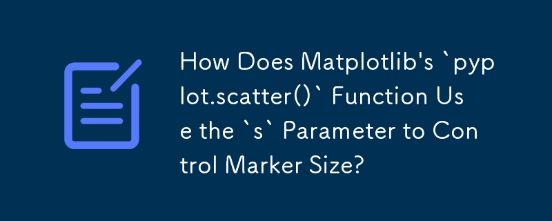 How Does Matplotlib's `pyplot.scatter()` Function Use the `s` Parameter to Control Marker Size?
