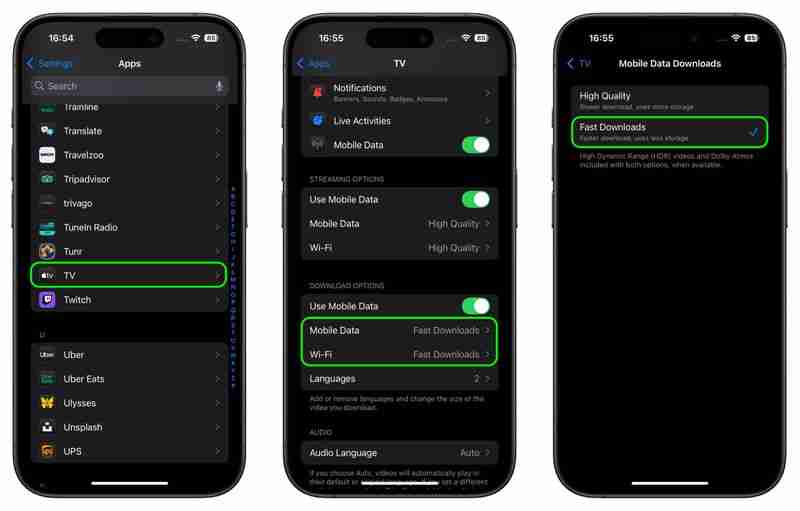 Adjust TV App Video Download Settings on iPhone