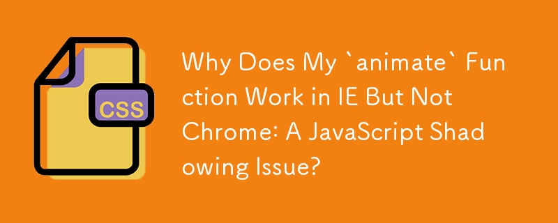 Why Does My `animate` Function Work in IE But Not Chrome: A JavaScript Shadowing Issue?
