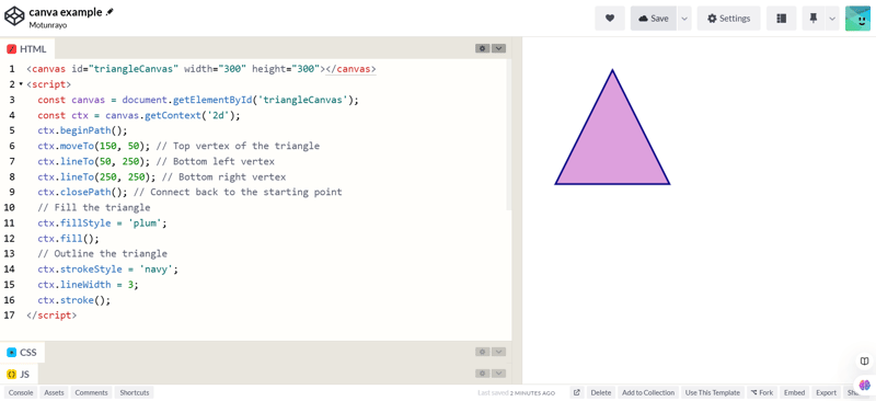How to create shapes with HTML canvas