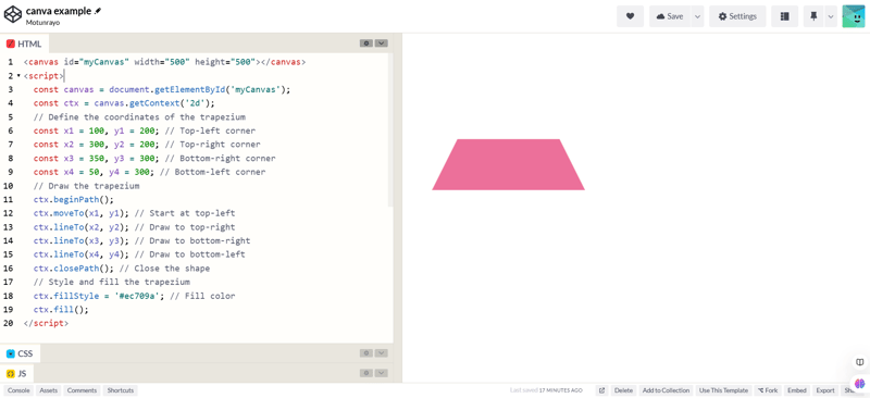 How to create shapes with HTML canvas