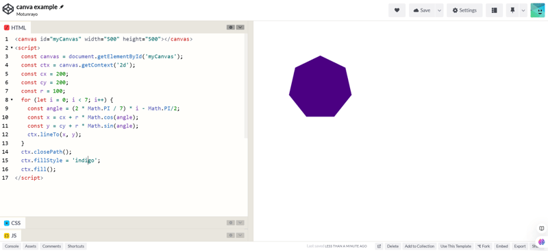 How to create shapes with HTML canvas