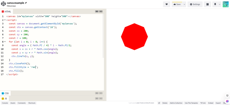 How to create shapes with HTML canvas