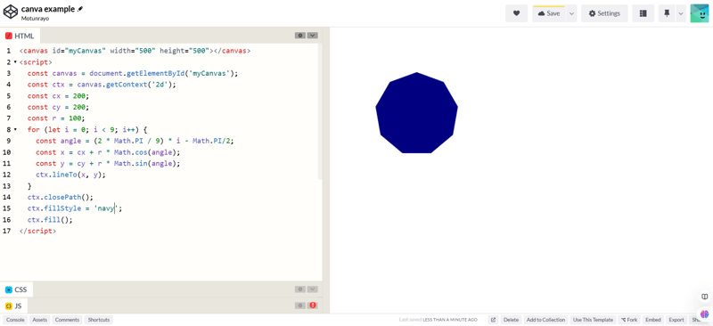 How to create shapes with HTML canvas