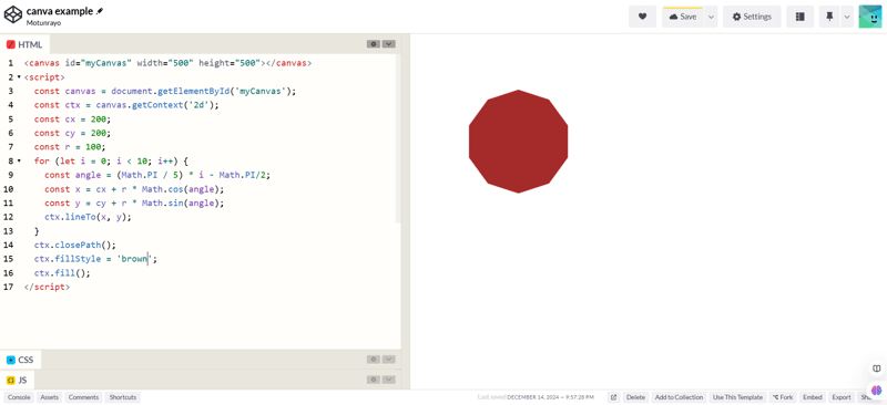 How to create shapes with HTML canvas