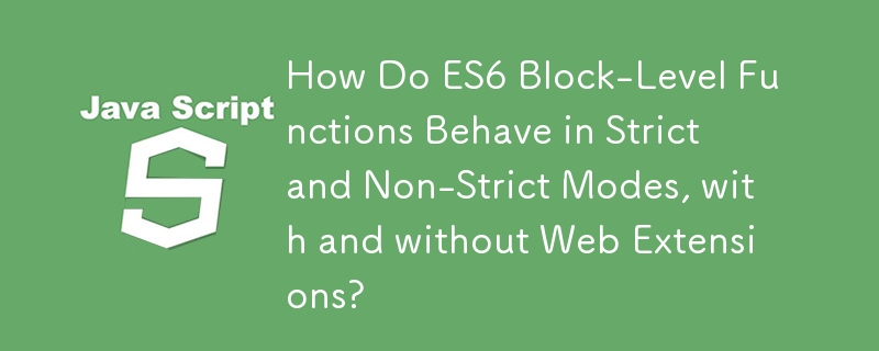How Do ES6 Block-Level Functions Behave in Strict and Non-Strict Modes, with and without Web Extensions?
