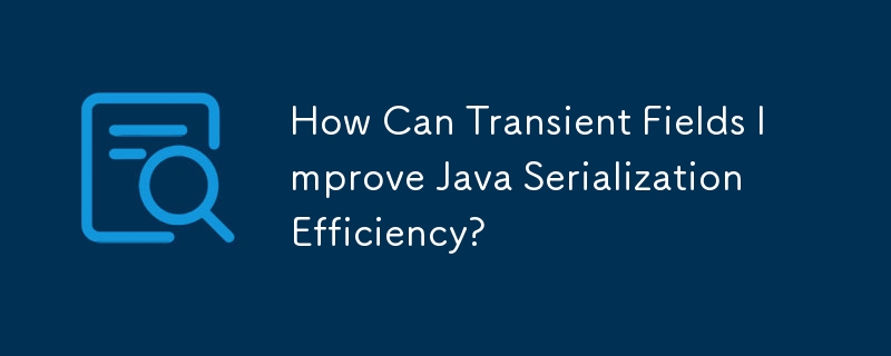 How Can Transient Fields Improve Java Serialization Efficiency ...