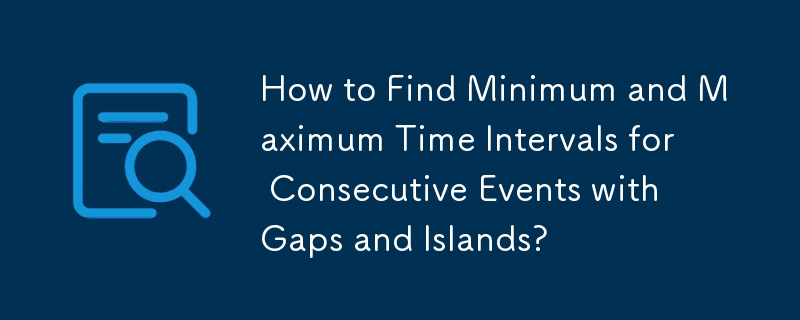 How to Find Minimum and Maximum Time Intervals for Consecutive Events with Gaps and Islands?
