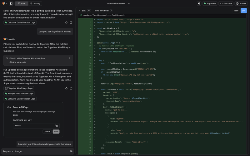 Creating a full-stack AI based calorie/nutrition tracker in just rs using Supabase & Lovable