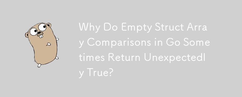 Why Do Empty Struct Array Comparisons in Go Sometimes Return Unexpectedly True?
