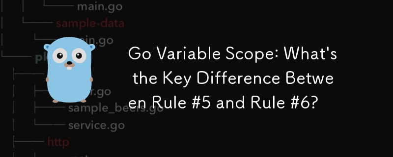 Go Variable Scope: What's the Key Difference Between Rule #5 and Rule #6?

