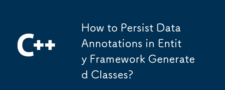 How to Persist Data Annotations in Entity Framework Generated Classes?
