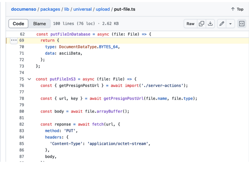 Comparison of Spload feature between Documenso and aws-smage-upload example