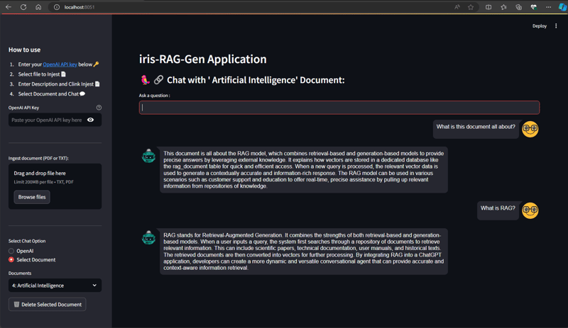 IRIS-RAG-Gen: Personalizing ChatGPT RAG Application Powered by IRIS Vector Search