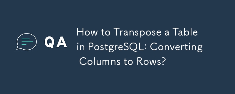 How to Transpose a Table in PostgreSQL: Converting Columns to Rows?
