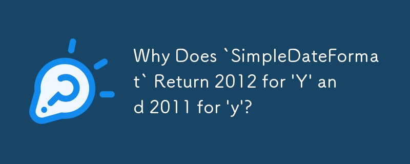 Why Does `SimpleDateFormat` Return 2012 for 'Y' and 2011 for 'y'?
