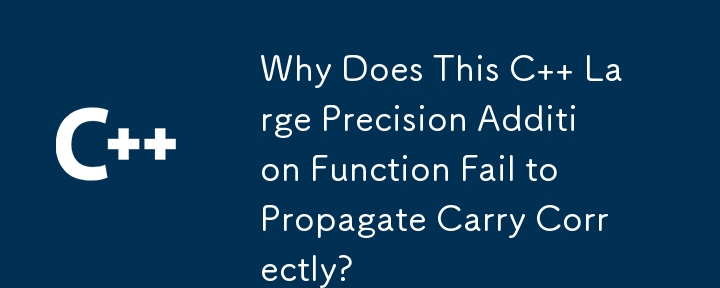 Why Does This C   Large Precision Addition Function Fail to Propagate Carry Correctly?
