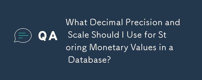 What Decimal Precision and Scale Should I Use for Storing Monetary Values in a Database?
