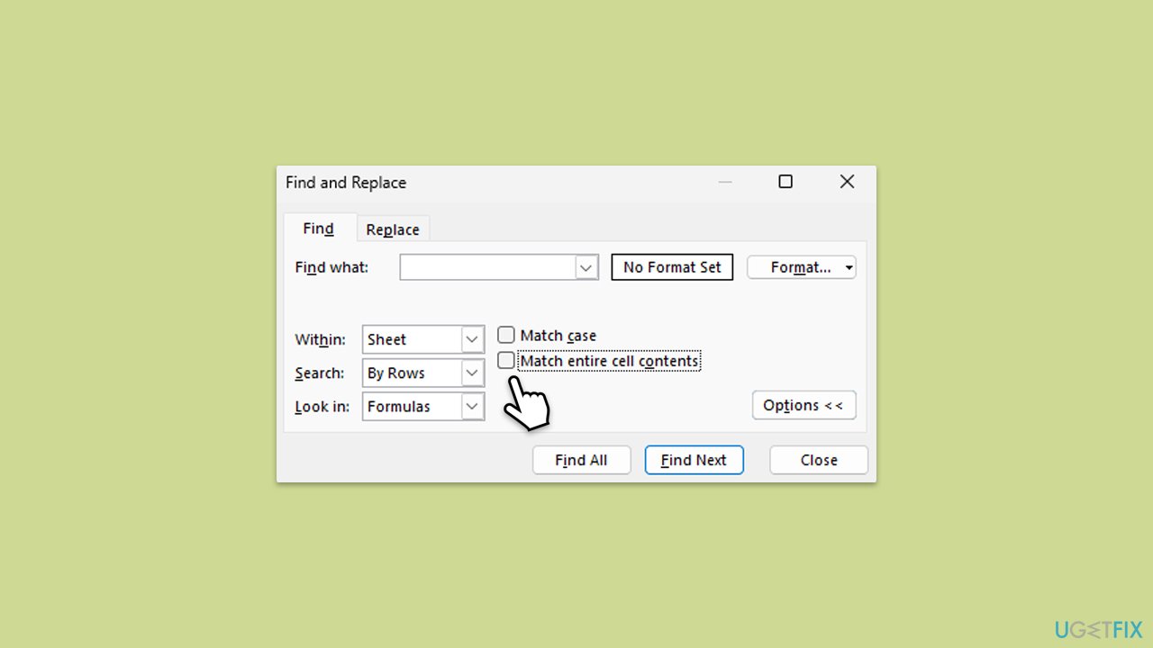 How to fix Find function in Excel not working?