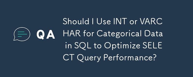 Should I Use INT or VARCHAR for Categorical Data in SQL to Optimize SELECT Query Performance?
