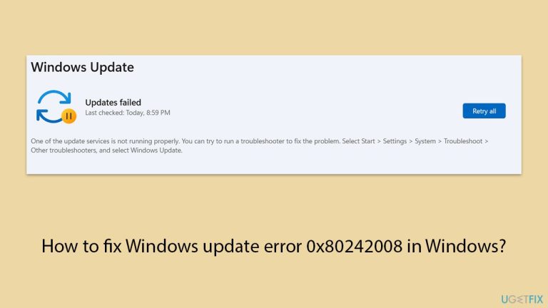 Comment corriger l'erreur de mise à jour Windows 0x80242008 sous Windows ?