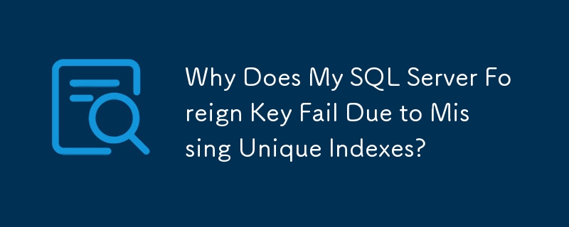 Why Does My SQL Server Foreign Key Fail Due to Missing Unique Indexes?
