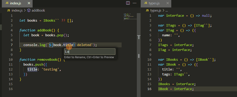Interface in Vanilla JavaScript with VS Code IntelliSense