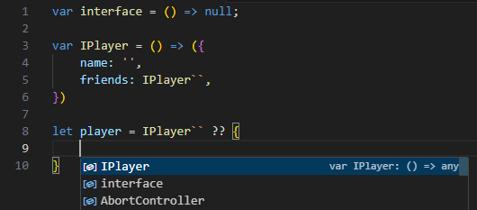 Interface in Vanilla JavaScript with VS Code IntelliSense