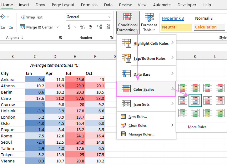 Skala Warna dalam Excel: Cara Menambah, Gunakan dan Sesuaikan
