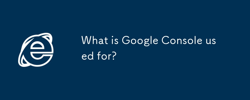 Google 콘솔은 무엇에 사용됩니까?