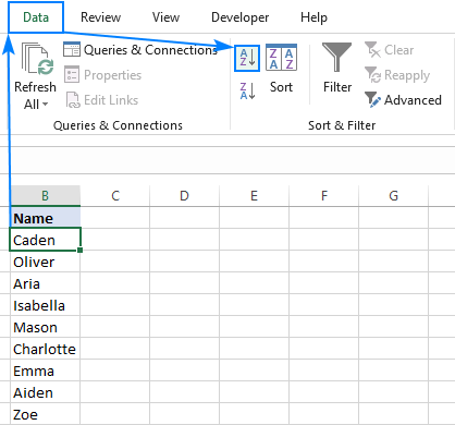 How to alphabetize in Excel: sort alphabetically columns and rows