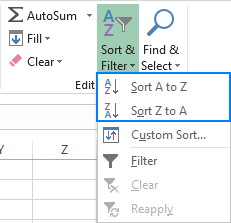 How to alphabetize in Excel: sort alphabetically columns and rows