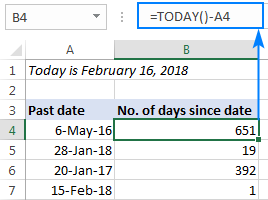 Calculate number of days between two dates in Excel